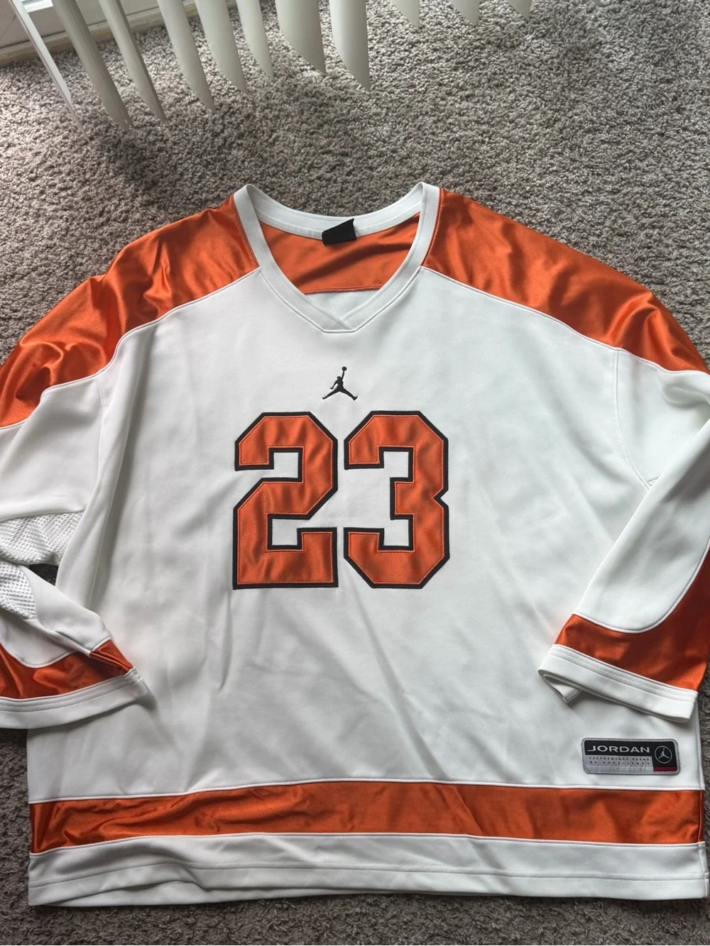 Jordan White & Orange 23 V-Neck Pullover Sweater